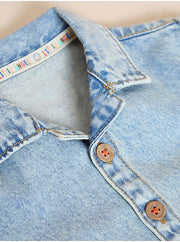 Little Angels Light Wash Denim Shirt Playsuit